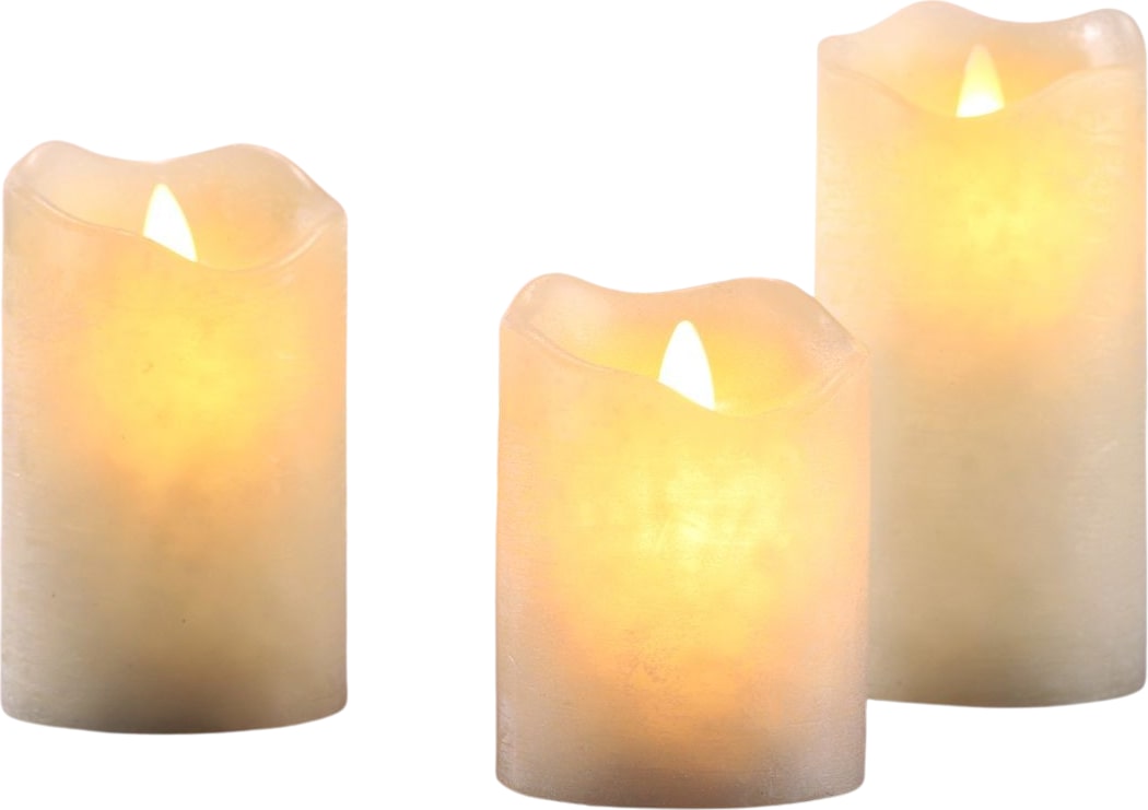 3er Set Flammenlose LED Kerzen ohne echte Flamme mit Timerfunktion aus Echtwachs
