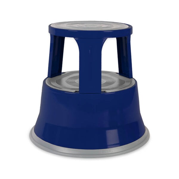Rollhocker aus Stahl - Elefantenfuß - Hocker für Büro und Gewerbe - 150 kg belastbar - mit Laufrollen - TÜV geprüft / Blau