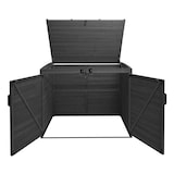 thumbnail of XL 2er-/4er-Mülltonnenverkleidung HWC-H75b, Mülltonnenbox, erweiterbar 138x138x105cm Holz MVG-zertifiziert ~ anthrazit