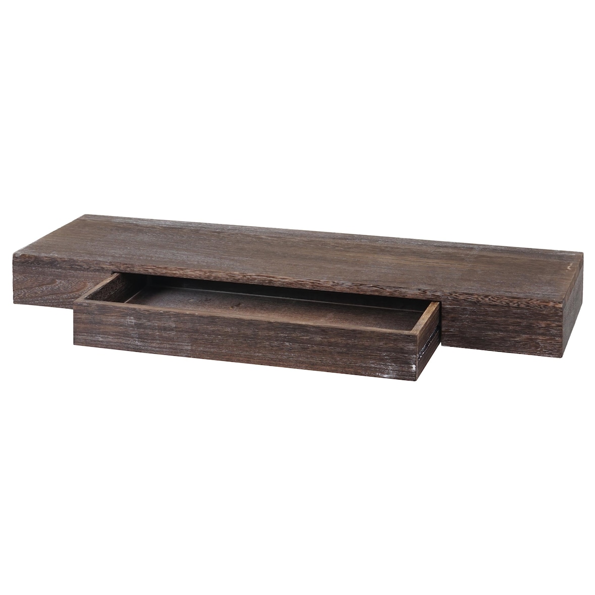 Décoshop26 - Mensola da parete con cassetto portaoggetti 8x80x25 cm in legno marrone invecchiato 04_0008653