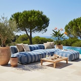 thumbnail of Salon de jardin modulable avec 3 chauffeuses et 1 pouf bleu pacific