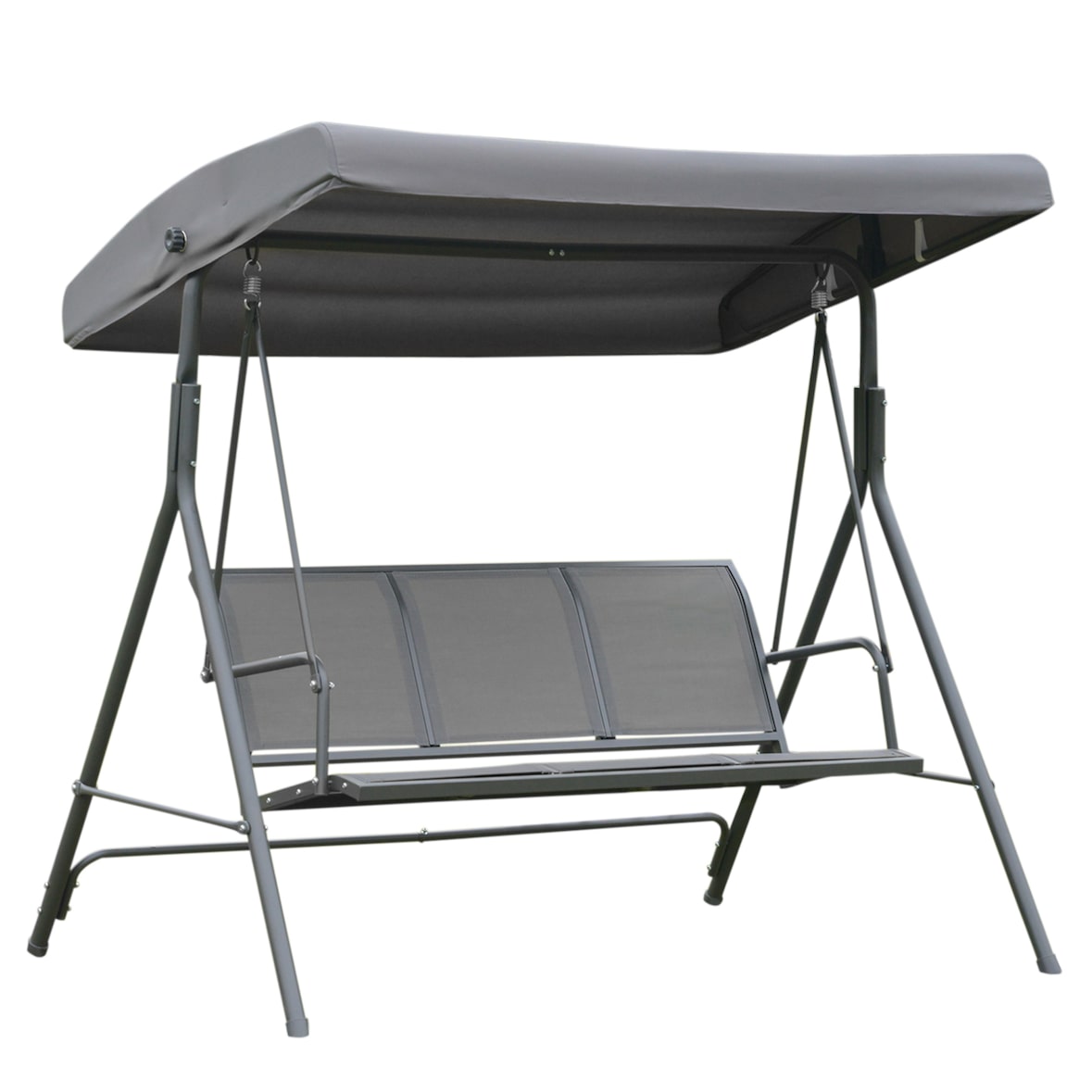 Columpio Balancín Jardín de 3 Plazas con Techo Parasol Ajustable Respaldo Transpirable y Marco de Acero para Terraza Balcón Exterior 175x118x159 cm