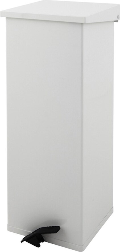 PROREGAL Eckiger feuerfester Pedal-Abfallbehälter Haiti mit Softclose Deckel |65 Liter, HxBxT 80x30x30 | Weiß
