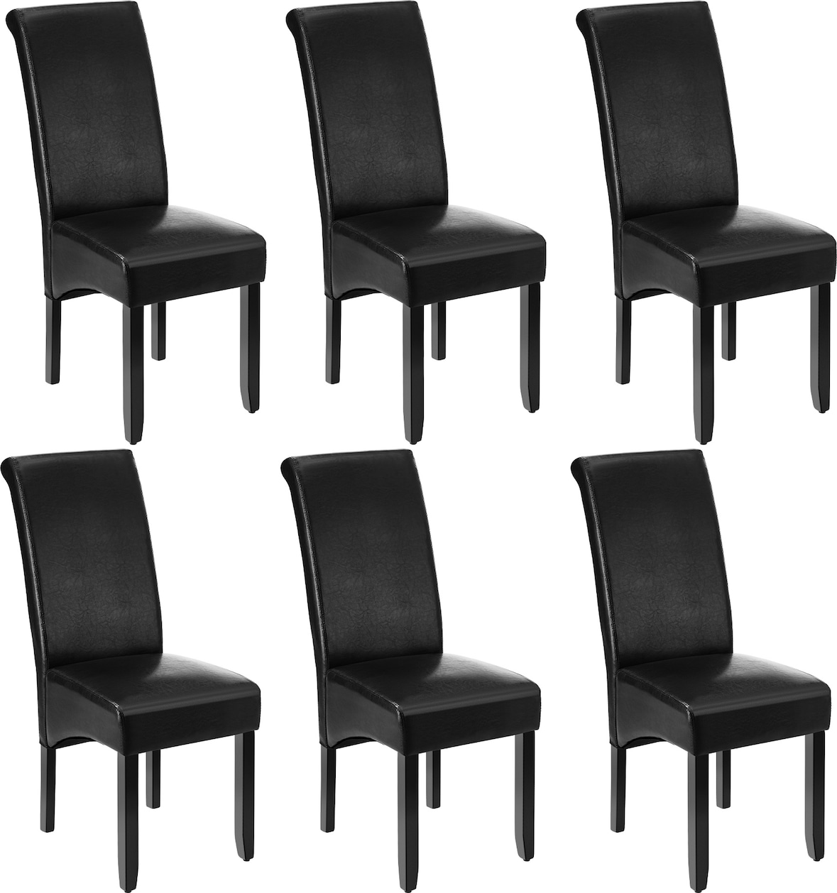 tectake Silla de comedor ergonómica - Juego de 6 negro