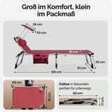 thumbnail of CASARIA® Alu Sonnenliege mit Dach Seitentasche Klappbar Wetterfest Gartenliege Rot