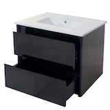 thumbnail of Wastafel + badmeubel HWC-B19, wastafelmeubel badkamer, hoogglans 50x80cm ~ zwart