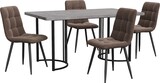 thumbnail of Essgruppe 140x80x75, Esstisch mit 4 Samt Stühlen Grau, MDF Tischplatte mit Marmor-Muster und robustem Metallgestell