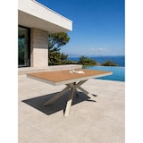 thumbnail of Gartentisch aus beigefarbenem Aluminium mit Tischplatte aus Polywood in Holzoptik (180 x 100 cm) - LAMU