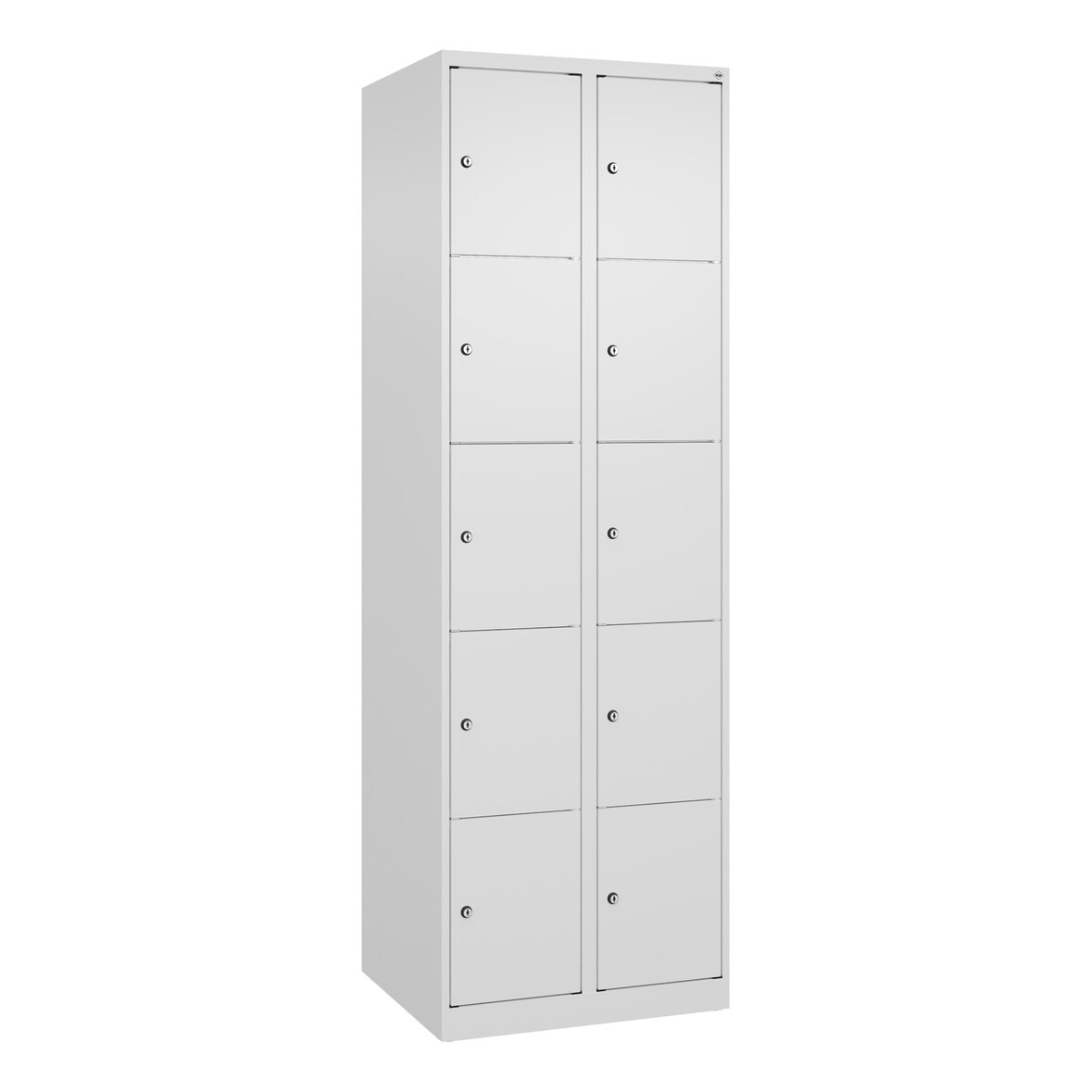 C+P Schließfachschränke Classic PLUS, 10 Abteile, HxBxT 185x60x50cm, Zylinderschloss, Verkehrsweiß von PROREGAL