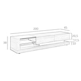 thumbnail of Angel Cerdá Meuble TV noyer, acier poli et plateau en verre noir 3139C 200 x 45 x 38