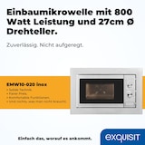thumbnail of Exquisit Einbau-Mikrowelle EMW10-020 inox | max. 800 W | Garraum 20 l | Inox Front