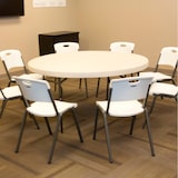 thumbnail of Mesa redonda patas plegables crema Ø152x74 cm Lifetime