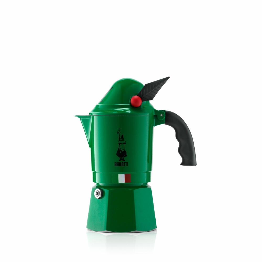 Bialetti Espressokocher Break Alpina für 3 Tassen, Espresso, Espressokanne, Kaffeebereiter, Aluminium, Grün, 130 ml, 2762