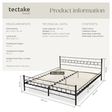 thumbnail of tectake letto con rete a doghe - 200 x 180 cm, nero - 401720