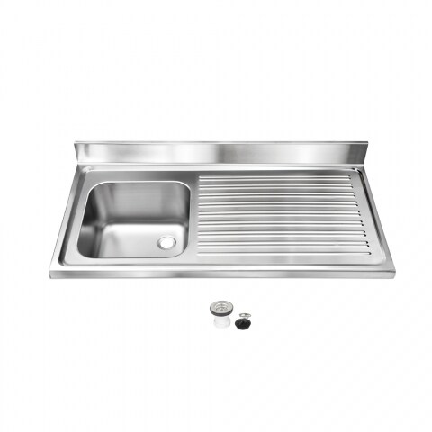 Fregadero cocina industrial Acero Inoxidable con escurridor a la Derecha y desagüe 1200x700x300mm