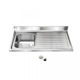 thumbnail of Fregadero cocina industrial Acero Inoxidable con escurridor a la Derecha y desagüe 1200x700x300mm