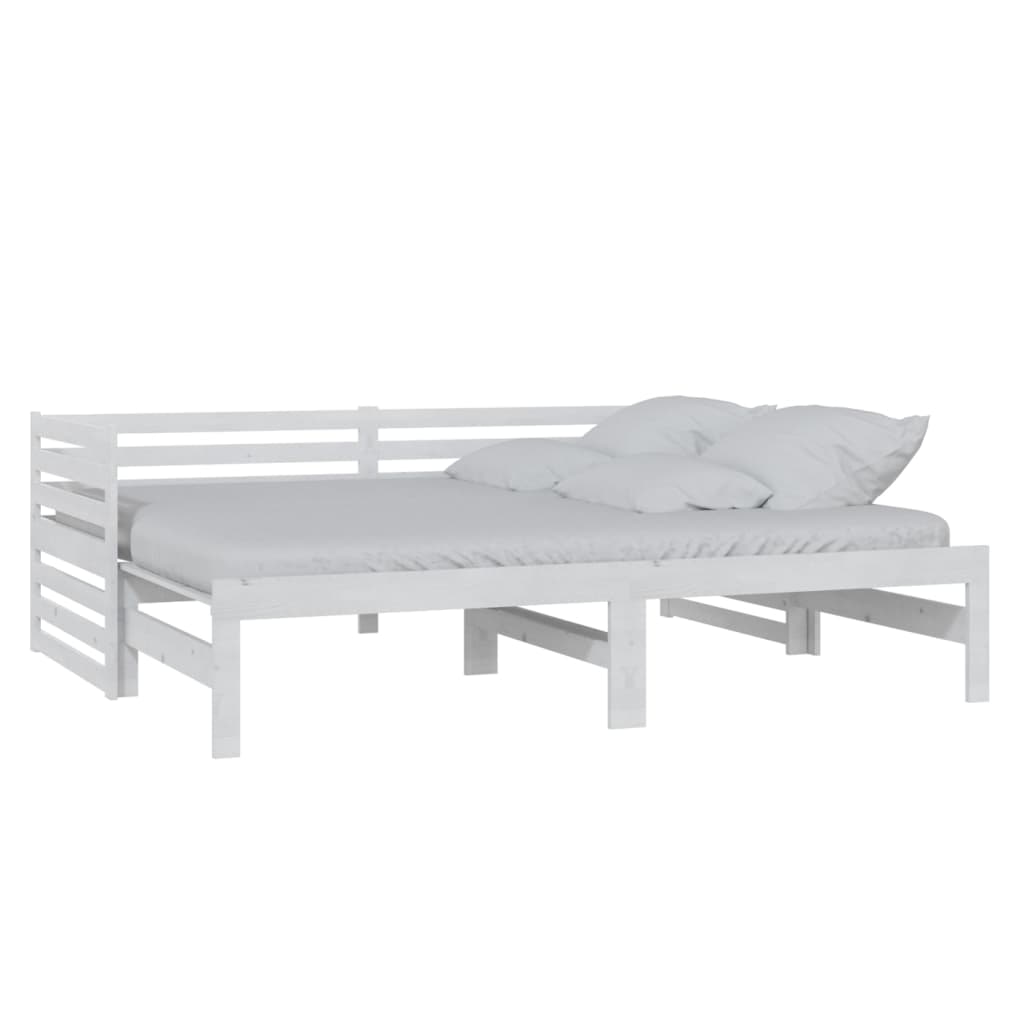 vidaXL Ausziehbares Tagesbett Weiß Massivholz Kiefer 2x(90x200) cm