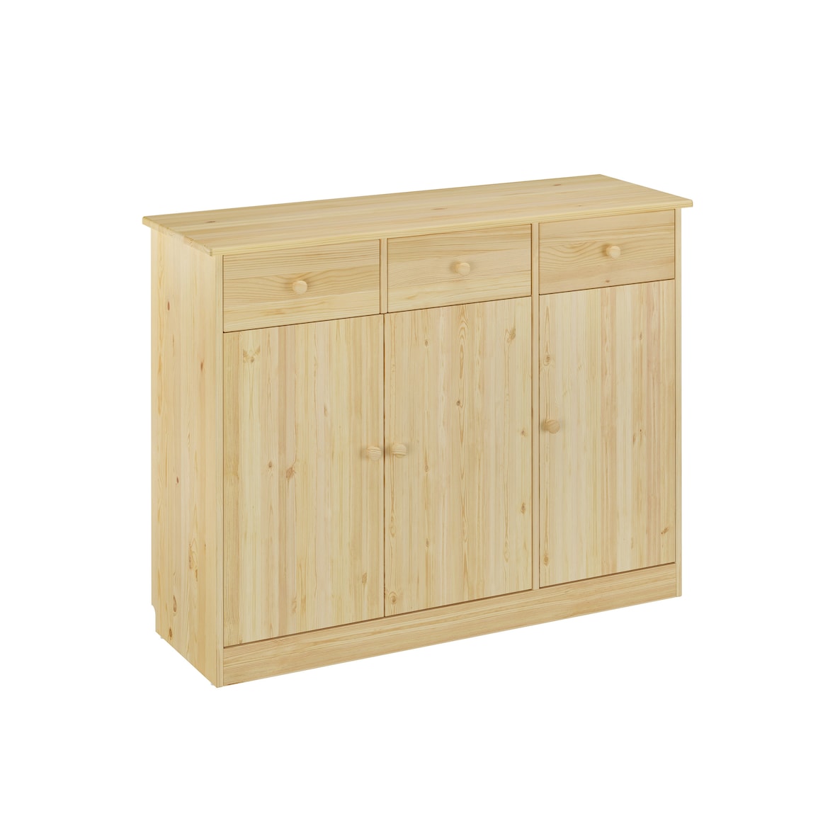 90.50-25 Highboard Kommode Anrichte Kiefer Sideboard natur 3 Schubladen, 3 Türen