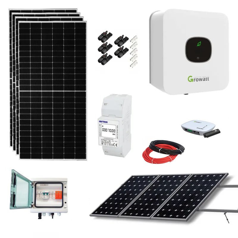 Kit solar residencial hibrido 8 paneles 4200W 22kWh Growatt