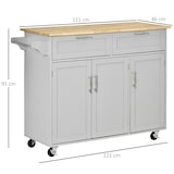 thumbnail of HOMCOM isla de cocina carro de cocina con ruedas carrito de servicio multiusos con 2 cajones 3 puertas estantes ajustables barra colgante 121x46x91 cm