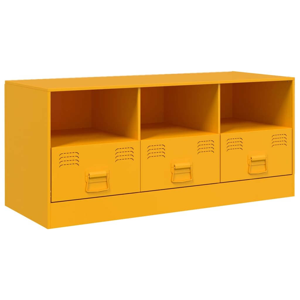Helloshop26 - Meuble TV multimédia étagère télévision buffet téléviseur salle à manger salon chambre jaune moutarde 99 x 39 x 44 cm 02_0027673