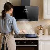 thumbnail of CIARRA Campana de cocina, Campana extractora inclinada, A+ 580m³/h 60cm, recirculación y extracción de aire VM6765CB