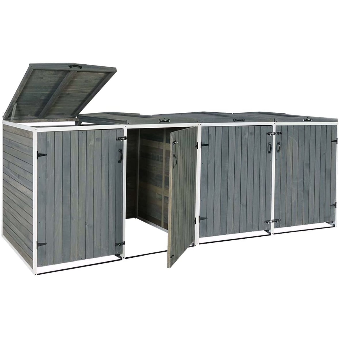 Décoshop26 - Abris de poubelles extérieur conteneurs à ordures jusqu'à 8 bacs avec couvercle 126x316x98 cm bois certifié FSC 04_0002871