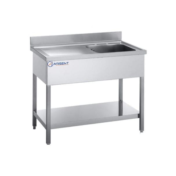 Fregadero inox de 120cm con estante – 1 Cubeta Escurridor a la Izquierta