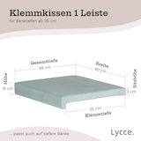 thumbnail of Lycce Bankauflage BLAU Klemmkissen gepolstert - mit 1 Leiste für Sitzbank ab Tiefe 35cm  - zb. für Gastraum, Stühle, Bänke etc.