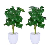 thumbnail of Relaxdays Kunstpflanze Monstera, 2er Set künstliche Pflanzen, im Topf, Plastikpflanzen, H x D: 33 x 20 cm, grün/weiß