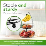 thumbnail of Dayshake Fruttiera con gancio per banana - Cesto rotondo per frutta nero - Etagère a 2 ripiani