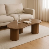 thumbnail of Table basse en MDF décor mélaminé bois foncé