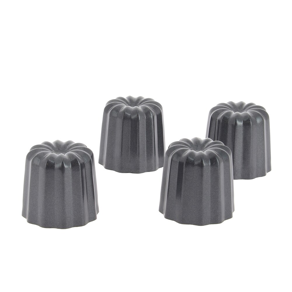 Lot 4 moules à cannelé 5.5 cm en   antiadhésif -  Gris Rond Acier De Buyer 11.50x11.50 cm