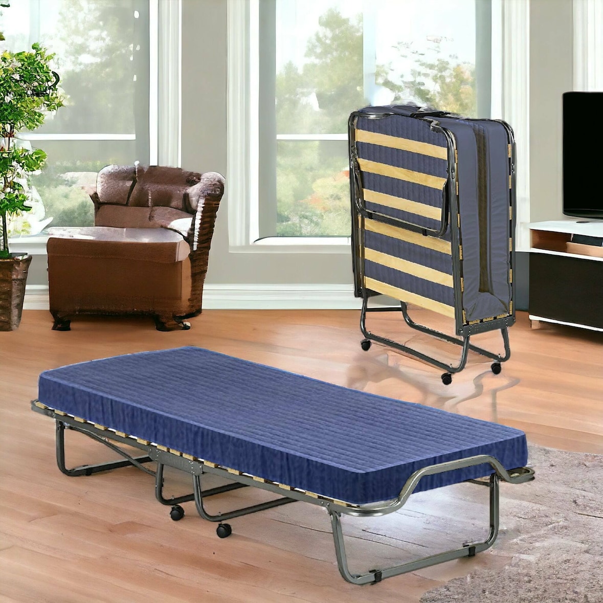 Dmora Klappbett Rosalba, Kinderbett mit 15 Lattenrost, Platzsparendes Einzelbett, 100% Made in Italy, 80x200h40 cm, inklusive Matratze