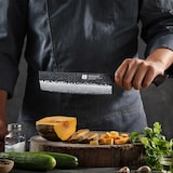 thumbnail of XinZuo - Damascus Nakiri 18 cm - X06 Mo Series - gemaakt van 67-laags damascus staal
