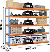 thumbnail of SimonRack Estantería Industrial, 2000x2400x450 mm, 400 kg de Punto Flexión, 5 Estantes Madera, Estantería Garaje, Azul/Naranja/Madera - Simonforte