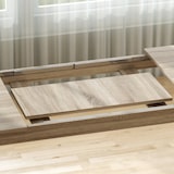 thumbnail of Ausziehbarer Esstisch 260x90x77 cm Eiche mit Schmetterlingsmechanismus integrierten Einlegeplatten platzsparend melaminbeschichtet