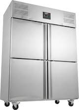 thumbnail of Romux® Kühlschrank mit 4 Türen 134 cm mit Umluftkühlung | Gastro Kühlschrank aus Edelstahl mit 1200 L Kapazität - 6 Einlegeböden und 400 W