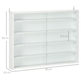 thumbnail of Vitrina Pared de Madera con Estantes Ajustables y 2 Puertas Correderas de Vidrio para Colecciones Perfumes Figuras de Decoración 80x9,5x60 cm Blanco