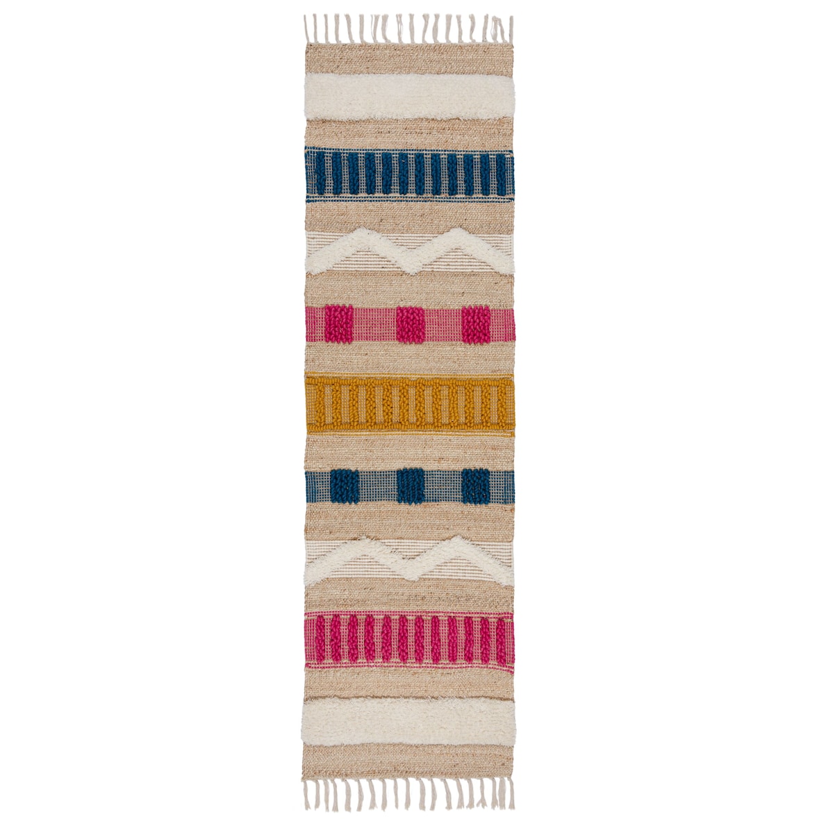 Handgewebter Naturteppich in Skandi-Tönen `Wharfe`. Farbe: Multi, 60x230 cm | Kadima Design