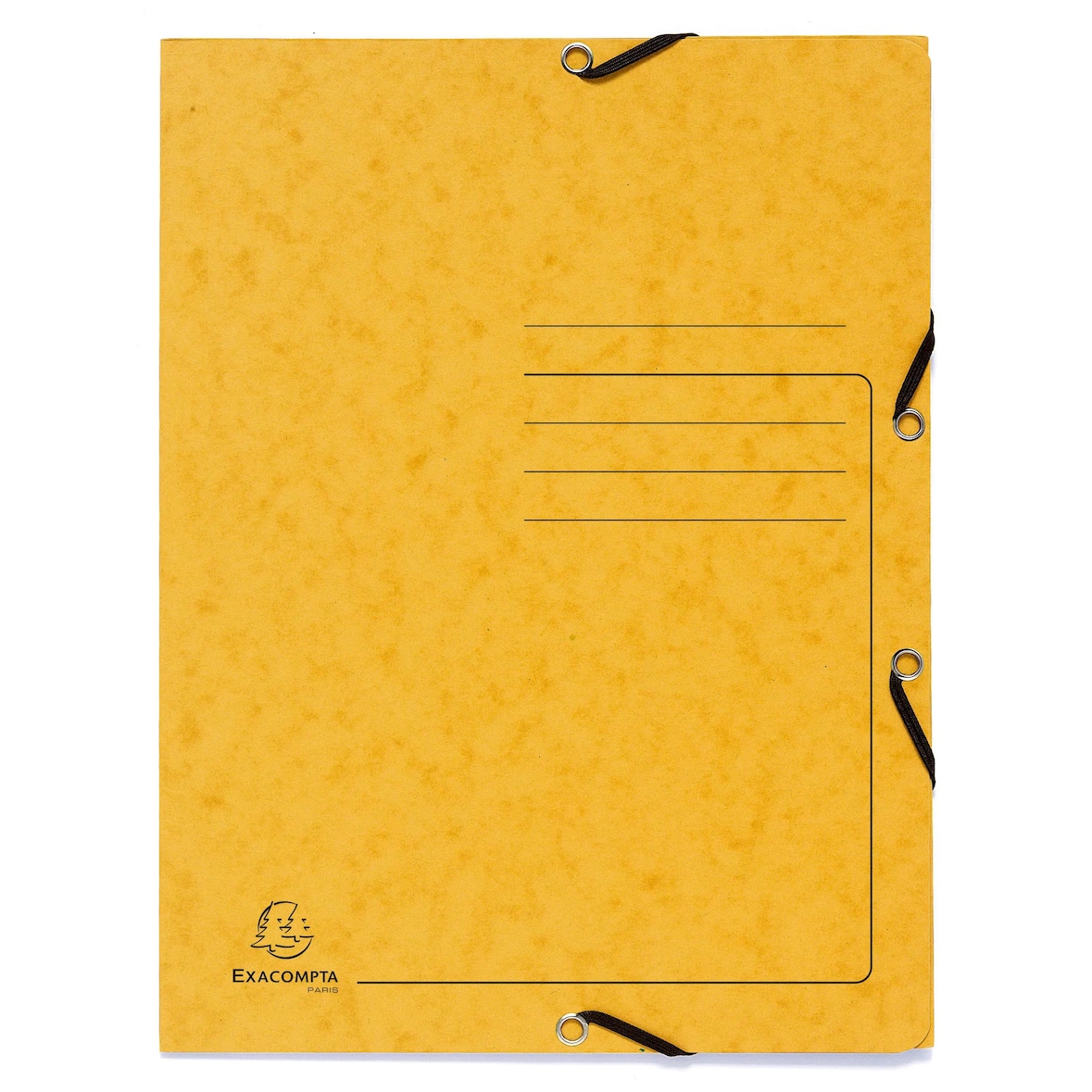 Exacompta  Cod. 55409E - Cartella 3 lembi stampata con elastici in cartoncino lustré 355 g/mq - 24x32cm giallo - Confezione da  25 pz.