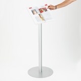 thumbnail of Danieli - Espositore Pubblicitario a Leggio in Acrilico Trasparente da Terra. Portalibro A3 Orizzontale con Montante Ovale in Alluminio ø70 mm