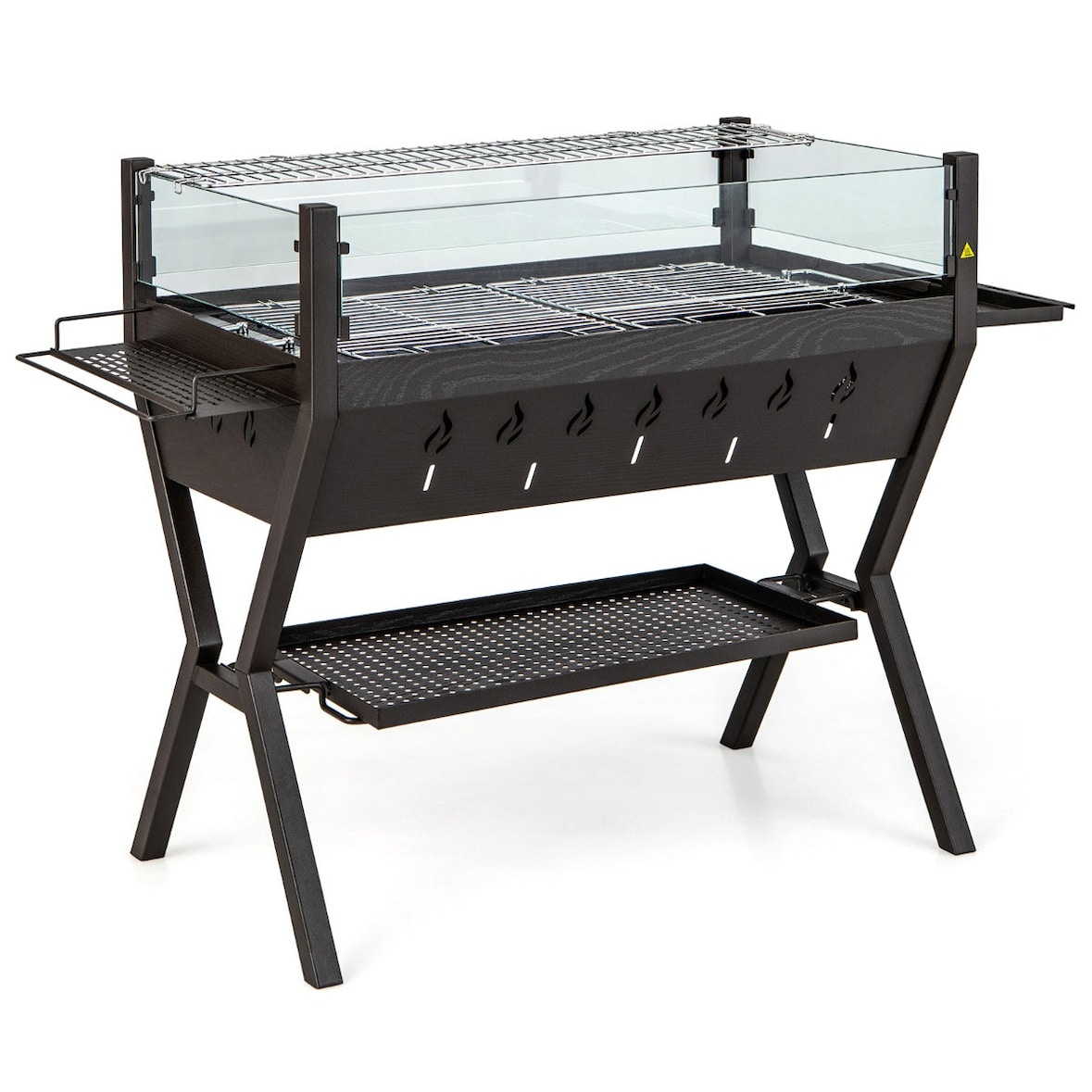 Helloshop26 - Barbecue au charbon de bois 98 x 42 x 68 cm multifunction avec support d'assaisonnement design contemporain en métal 20_0020156