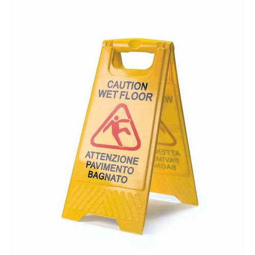 Cartello Pavimento Bagnato Wet Floor Giallo Professionale