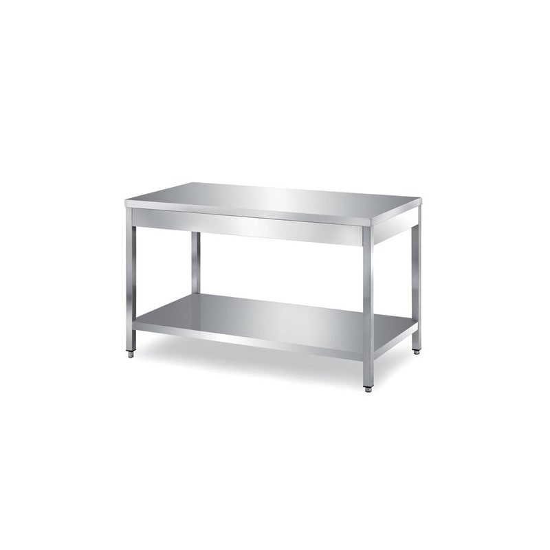 Tavolo inox con ripiano di fondo – Prof. 100 - AISI 304, 60x100x85H