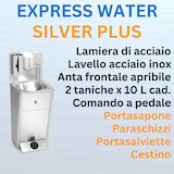 thumbnail of Lavandino Lavabo, Portatile Autonomo Trasportabile, in Acciaio Inox, con Comando a Pedale, Certificato per ASL, Completo di Accessori