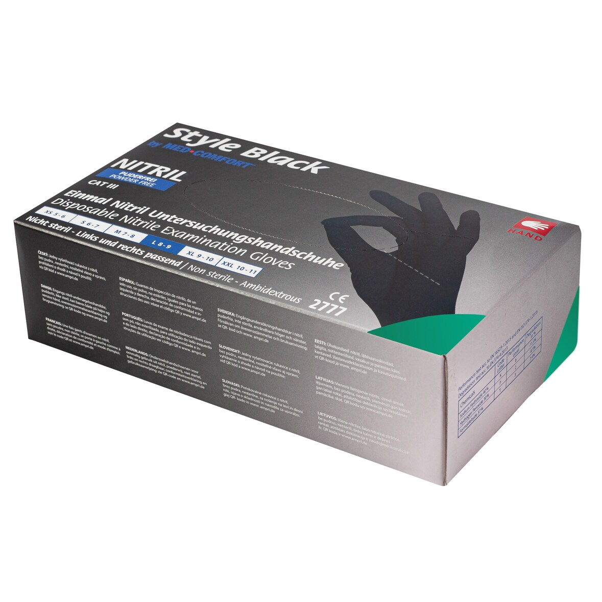 Nitril-Handschuhe, schwarz, Größe S, puderfrei und lebensmittelecht (10x100) 1.000 Stück