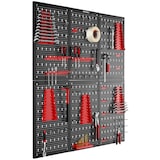 thumbnail of tectake Panel perforado para herramientas JONAH con ganchos y soportes - Juego de 6 negro/rojo