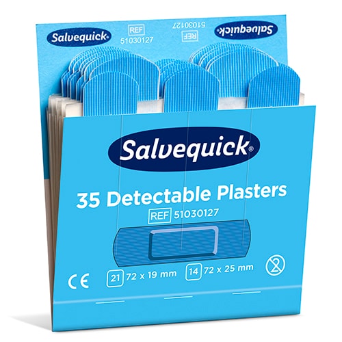 60 Sets Cederroth Salvequick Detectable Pflaster (35 Stück) blau , Refill