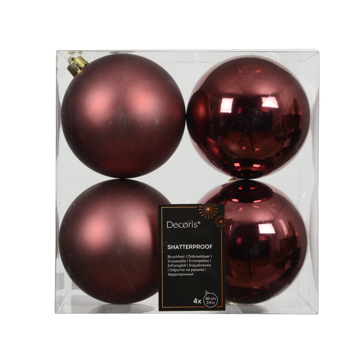 4 Weihnachtskugeln 10cm Kunststoff klassisch & bruchsicher Christbaumkugeln Weihnachtsbaumkugeln Christbaumschmuck Weihnachtsbaumschmuck Braun